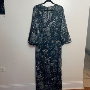 ASOS bell sleeve maxi Astro print